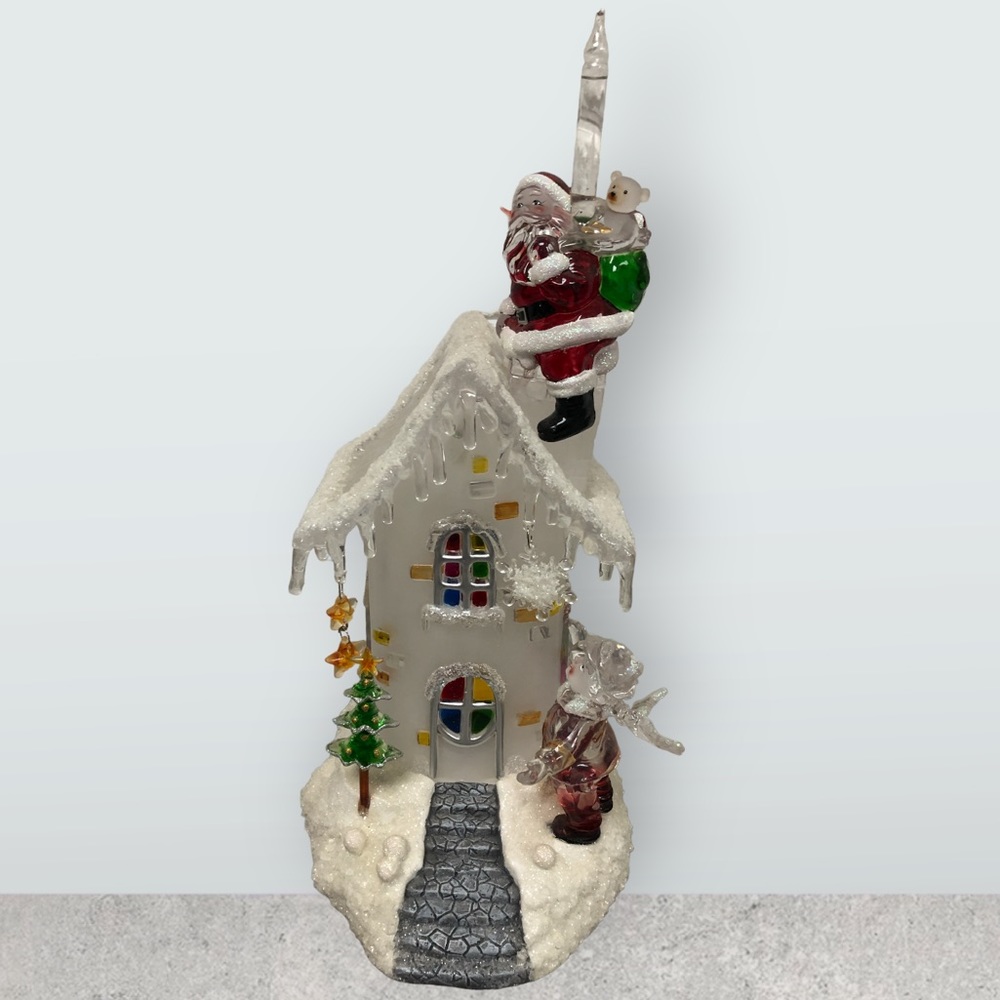Christmas holiday house with bubble Santa glass &‎ plastic *READ